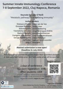 2022 Summer Conference on Innate Immune Memory in Cluj-Napoca, Romania