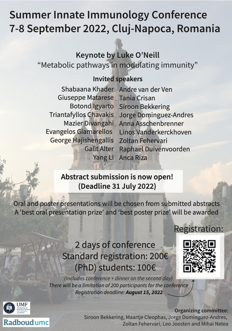 2022 Summer Conference on Innate Immune Memory in Cluj-Napoca, Romania